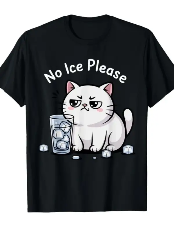 Komik Sevimli Kedi Meme No Ice Lütfen T-shirt Erkekler Kadınlar Için % 100% Pamuk T Shirt Kıs