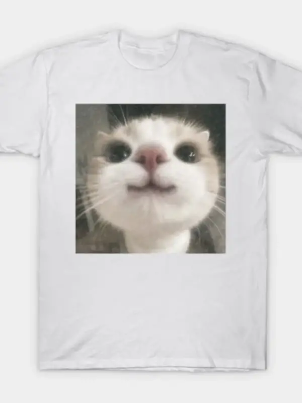Komik Sevimli Kedi Meme T-shirt Erkekler Kadınlar Için % 100% Pamuk T Shirt Kısa Kollu Üstler