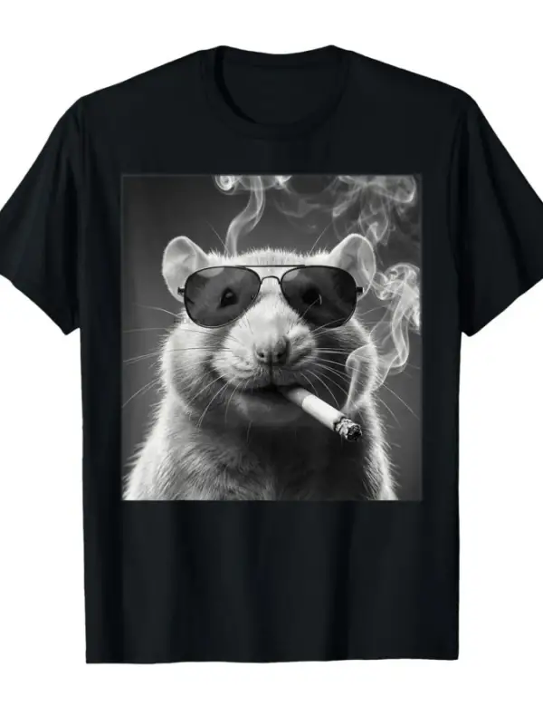 Komik Sıçan Sigara İçen Fotoğraf Kabini Meme T-shirt Erkekler Kadınlar Için % 100% Pamuk T Sh