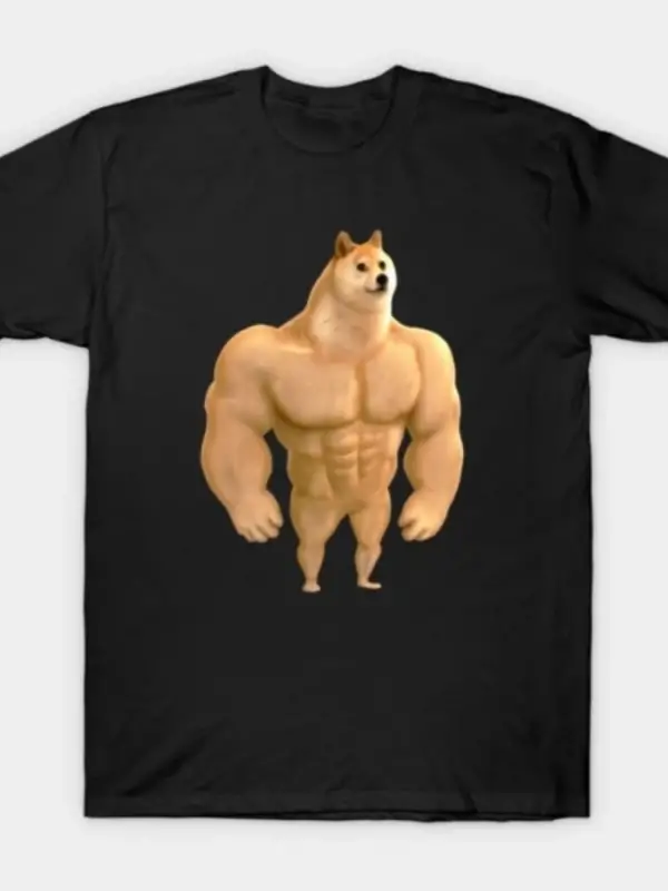 Komik Swole Doge Shiba Inu Meme T-shirt Erkekler Kadınlar Için % 100% Pamuk T Shirt Kısa Koll