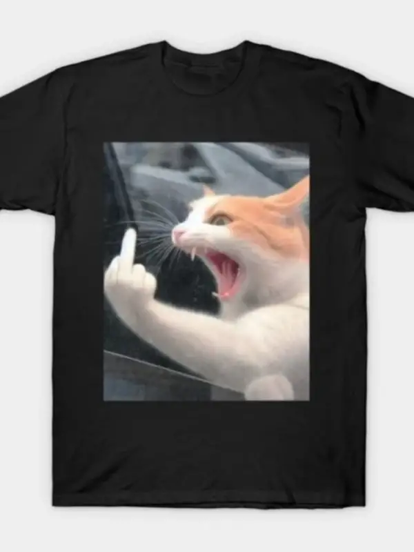 Komik Turuncu Kedi Meme Kaba Zencefil Kedi Tutumu T-shirt Erkekler Kadınlar Için % 100% Pamuk