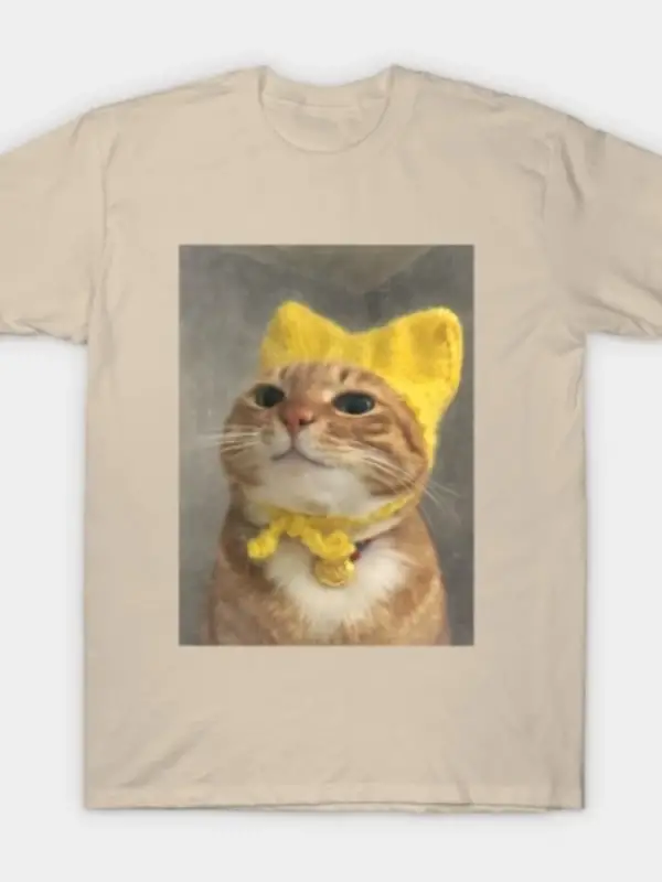 Komik Zencefil Kedi Meme Tişörtü Sevimli Turuncu Kedi Portreli Tişört Erkekler ve Kadınlar İç