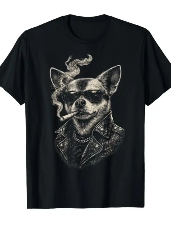 Köpek Sigara İçiyor Komik Chihuahua Meme T-shirt Erkekler Kadınlar Için % 100% Pamuk T Shirt