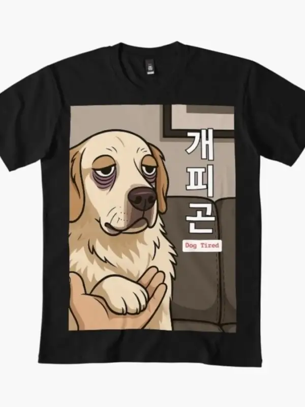 Köpek Yorgun T-shirt Erkekler Kadınlar Için % 100% Pamuklu Tişörtler Kısa Kollu Üstler 0114-2