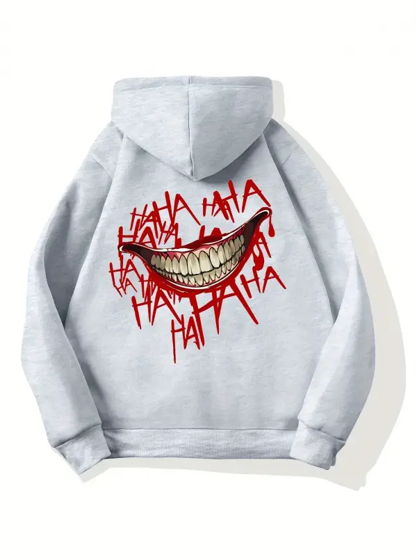 Kötü palyaço gülümseme baskılı Hoodies rahat sokak kadın tişörtü rahat polar kazak Crewneck g