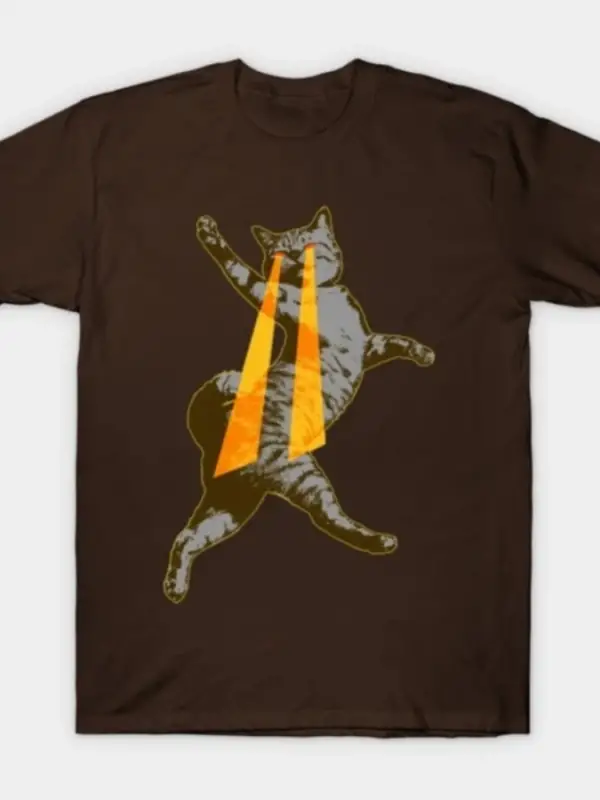 Lazer Kedi Saldırısı Vintage 90lar Grafik T-shirt Erkekler Kadınlar Için % 100% Pamuk T Shir