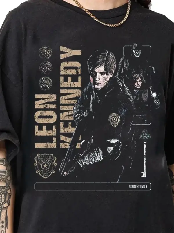Leon Kennedy Resident Evil Biohazard Oyunu T-shirt Erkekler Kadınlar Için % 100% Pamuk T Shir