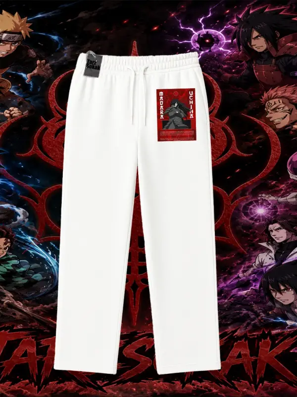Madara Uchiha Naruto Anime Karakteri Unisex Baggy Eşofman Altı Beyaz
