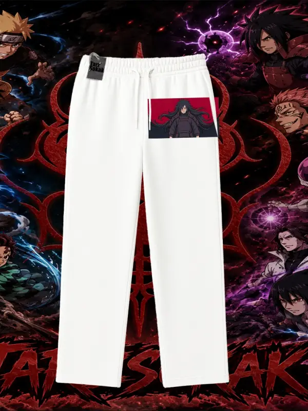 Madara Uchiha Naruto Anime Karakteri Unisex Baggy Eşofman Altı Beyaz