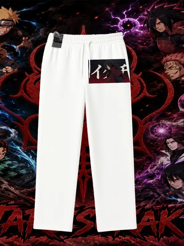 Madara Uchiha Naruto Anime Karakteri Unisex Baggy Eşofman Altı Beyaz
