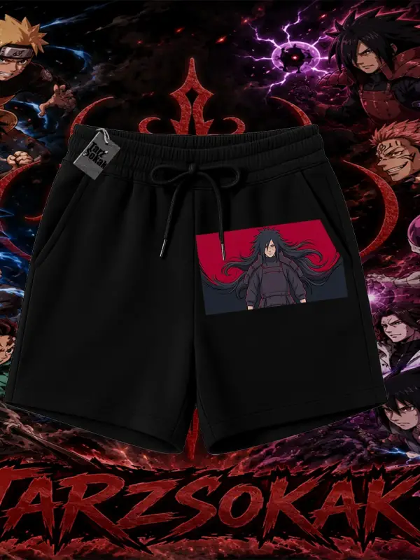 Madara Uchiha Naruto Anime Karakteri Unisex Şort Beyaz