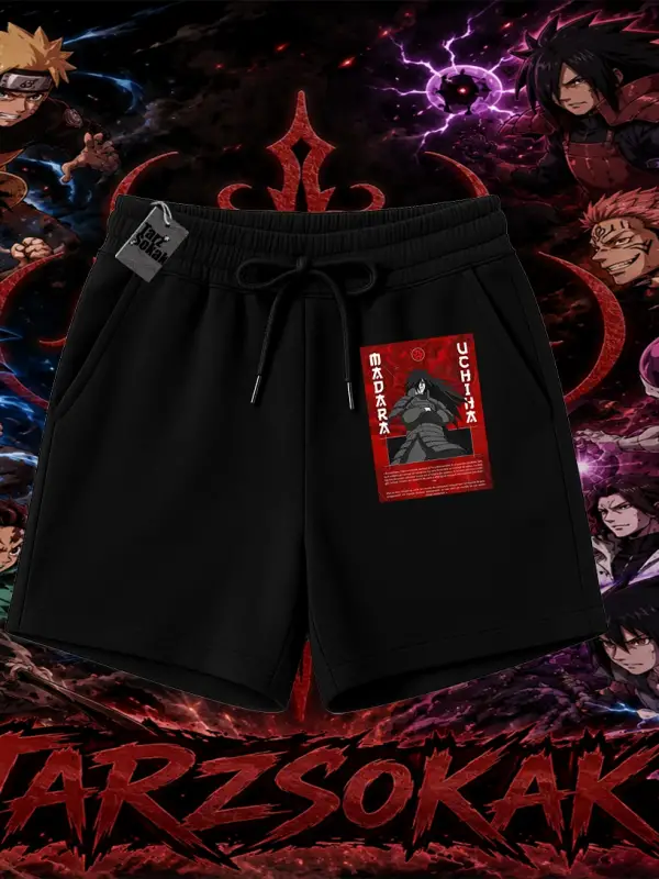 Madara Uchiha Naruto Anime Karakteri Unisex Şort Beyaz