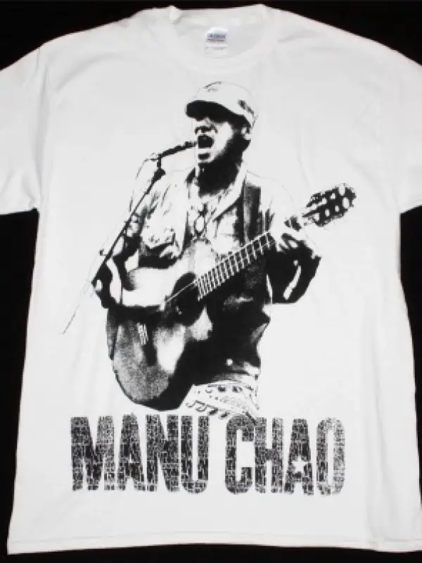 MANU CHAO EN VIVO JUMBO PRINT NEW WHITE T-SHIRT
