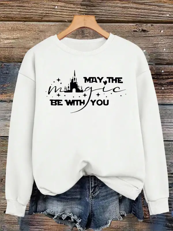May The Be With Youprinting Sweatshirts Kadın Gevşek Temel Giysiler Kapüşonlular Polar Sıcak