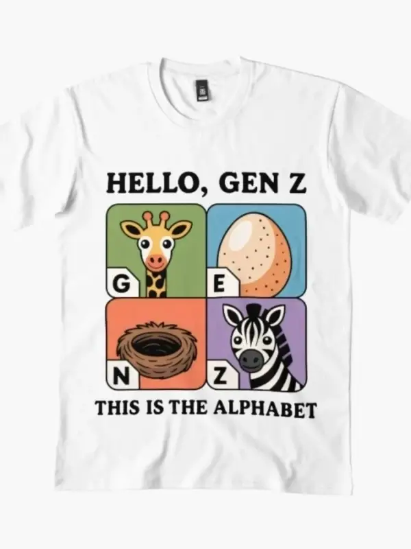 Merhaba GEN Z Alfabe Tişörtü Erkekler Kadınlar İçin %100 Pamuklu Tişörtler Kısa Kollu Üstler