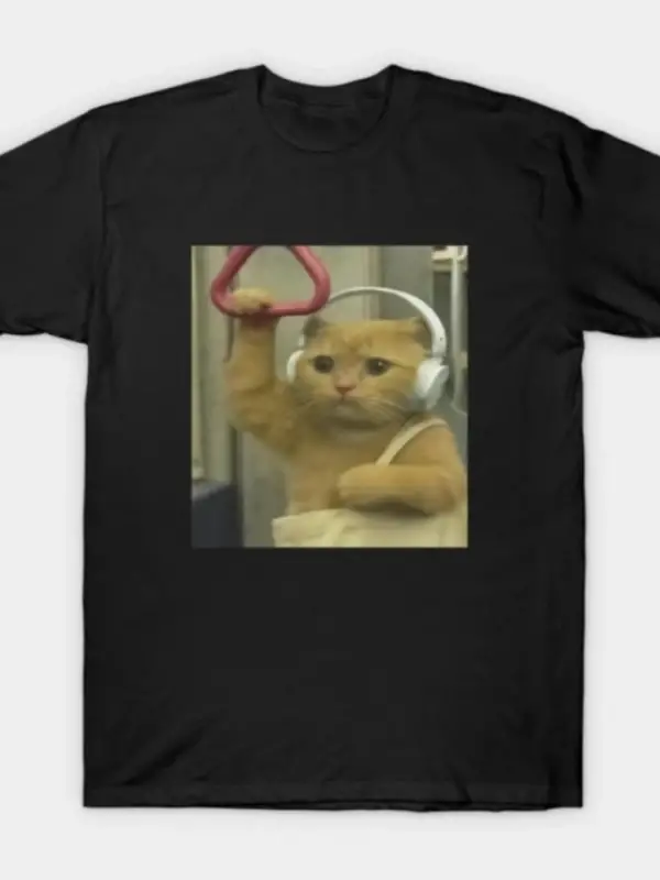 Metro Kedi Meme T-shirt Erkekler Kadınlar Için % 100% Pamuk T Shirt Kısa Kollu Üstler 1208-3