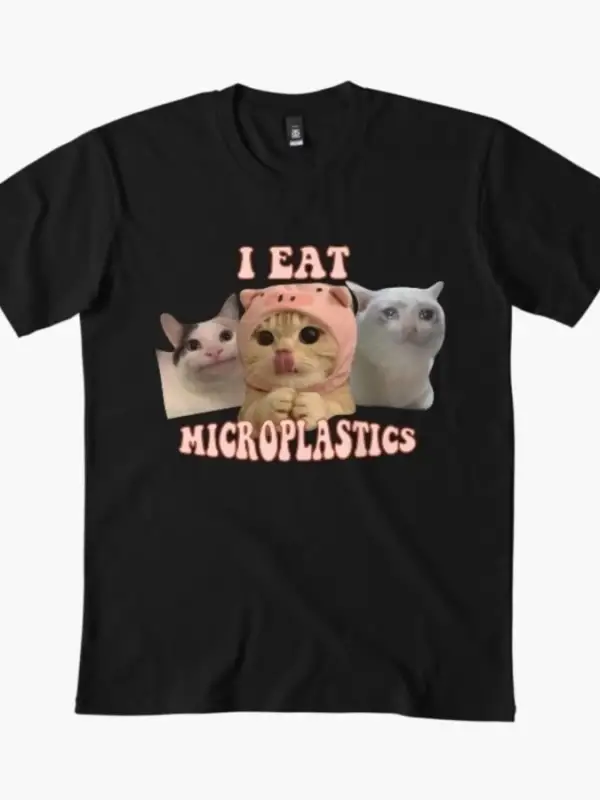 Mikro plastik yiyorum Erkekler Kadınlar için Tişört %100 Pamuklu Tişörtler Kısa Kollu Üstler