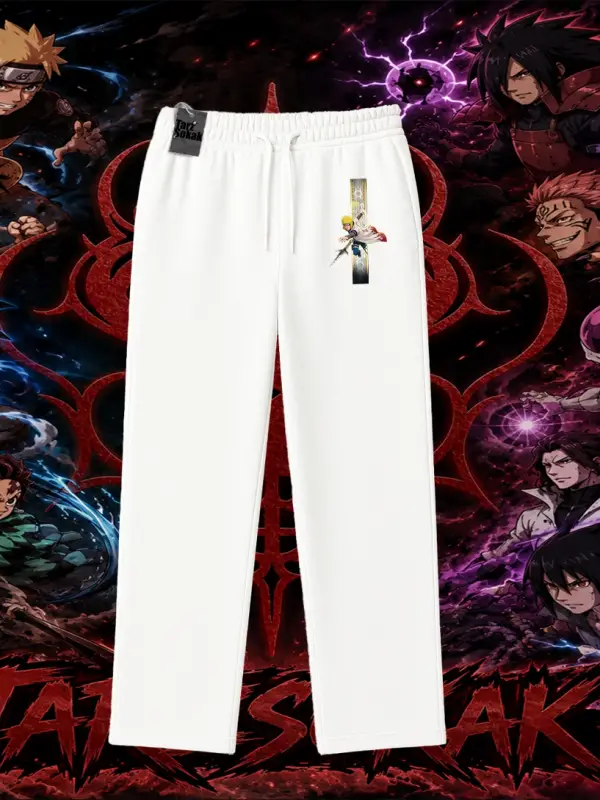 Minato Namikaze Naruto Anime Karakteri Unisex Baggy Eşofman Altı Beyaz