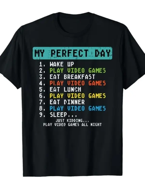 Mükemmel Günüm Video Oyunları Oynama Komik Oyuncu Tişörtü Erkekler Kadınlar için % 100% Pamuk