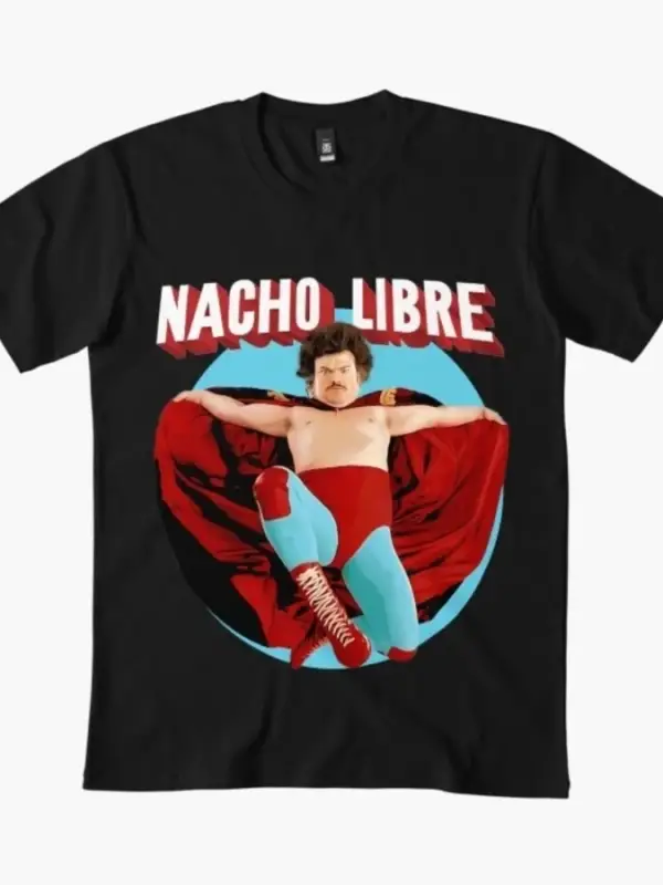 Nacho Libre Güreşçi Tişörtü Erkekler Kadınlar İçin %100 Pamuklu Tişörtler Kısa Kollu Üstler 1