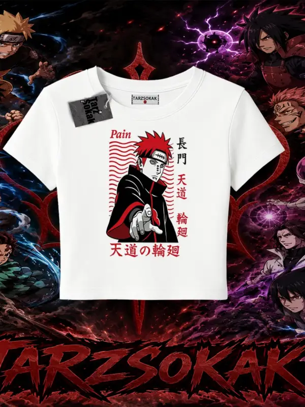 Naruto Uzumaki Premium Anime Kadın Baby Tee Beyaz