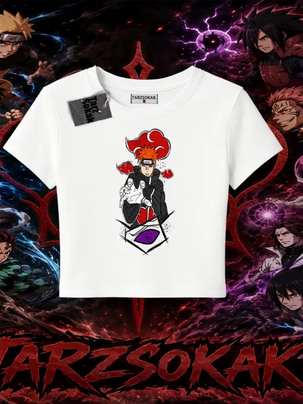 Naruto Uzumaki Premium Anime Kadın Baby Tee Beyaz