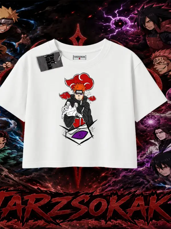 Naruto Uzumaki Premium Anime Kadın Crop Tişört Beyaz