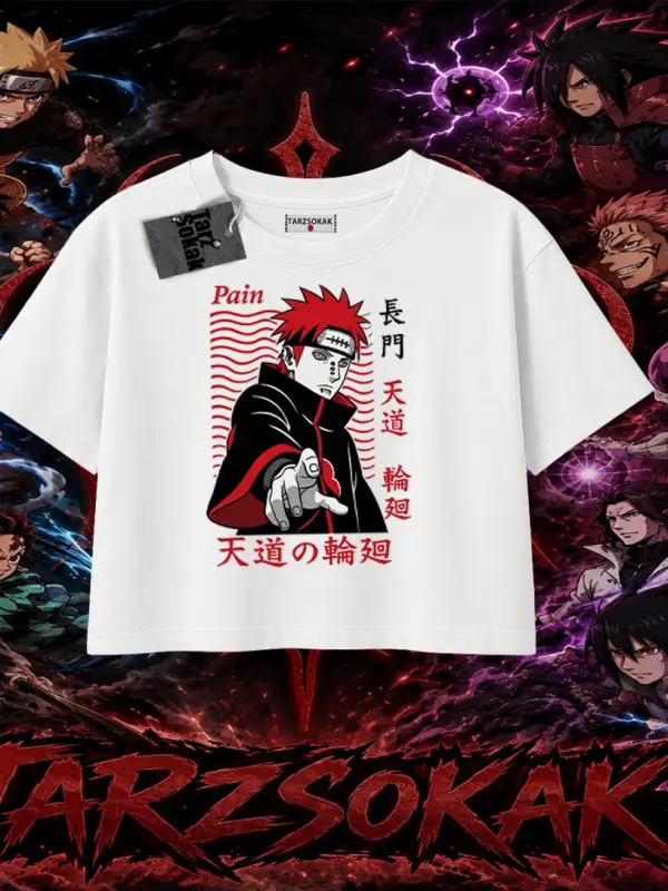 Naruto Uzumaki Premium Anime Kadın Crop Tişört Beyaz