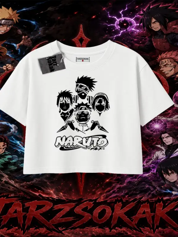 Naruto Uzumaki Premium Anime Kadın Crop Tişört Beyaz