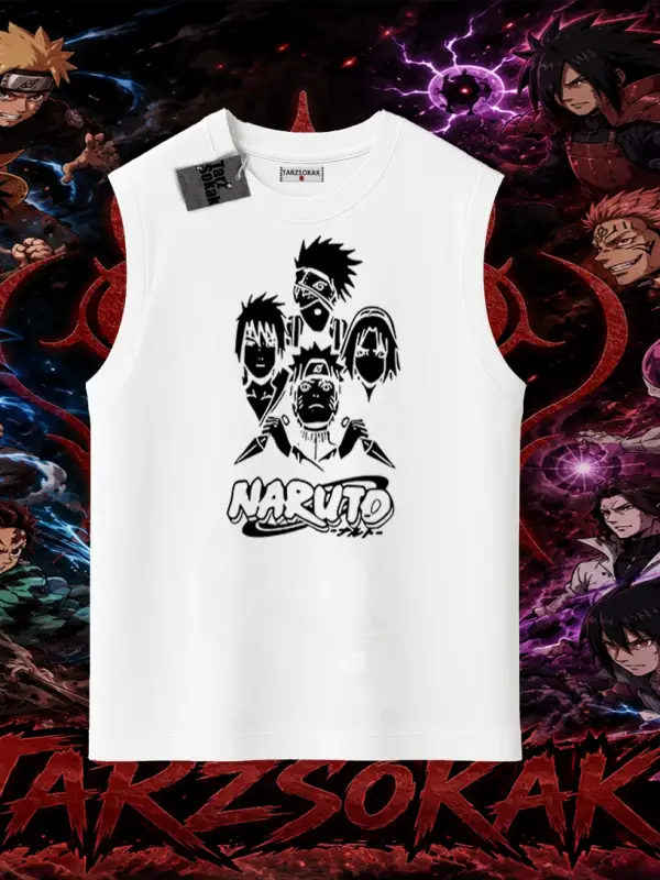 Naruto Uzumaki Premium Anime Oversize Unisex Kolsuz Tişört Beyaz