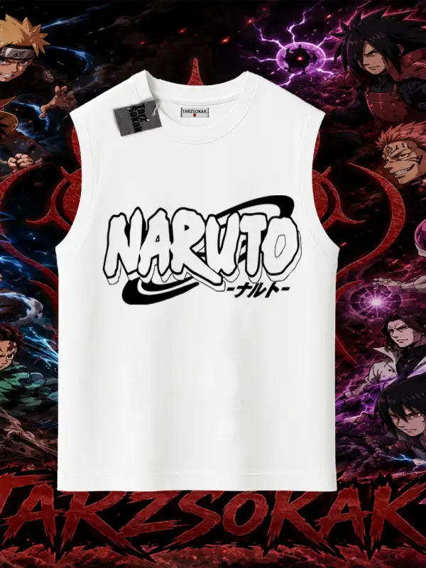 Naruto Uzumaki Premium Anime Oversize Unisex Kolsuz Tişört Beyaz