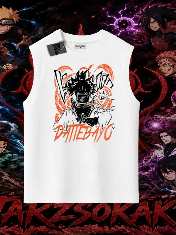 Naruto Uzumaki Premium Anime Oversize Unisex Kolsuz Tişört Beyaz