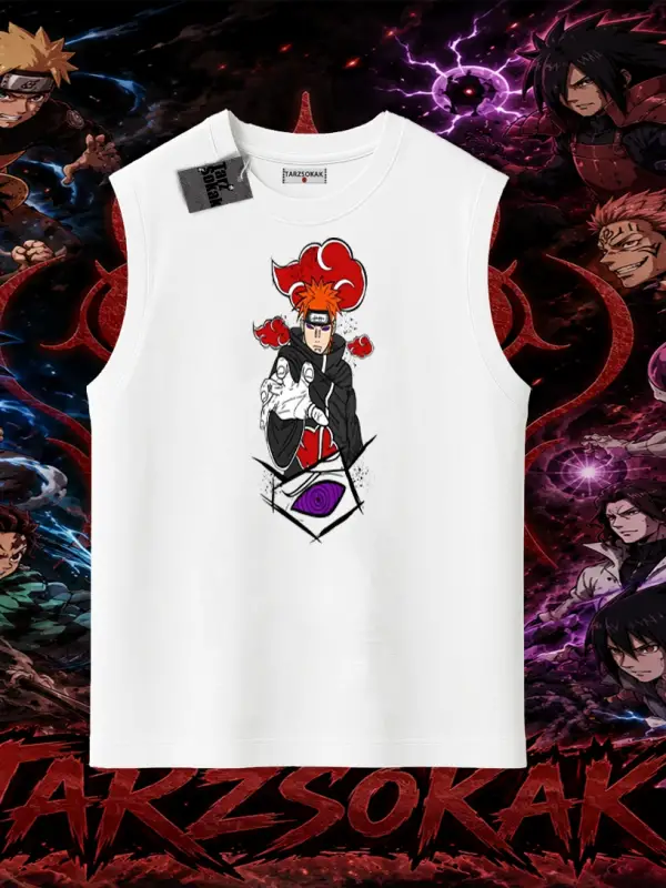 Naruto Uzumaki Premium Anime Oversize Unisex Kolsuz Tişört Beyaz