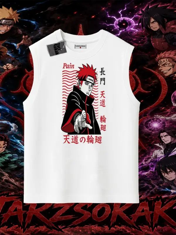 Naruto Uzumaki Premium Anime Oversize Unisex Kolsuz Tişört Beyaz