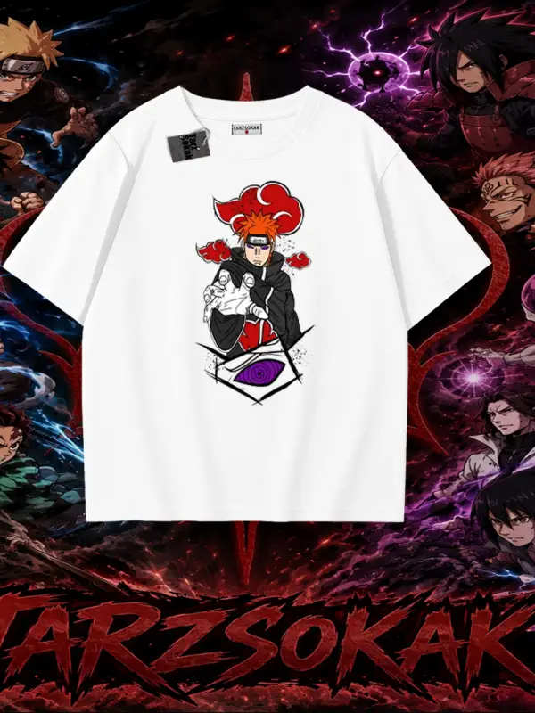 Naruto Uzumaki Premium Anime Oversize Unisex Tişört Beyaz