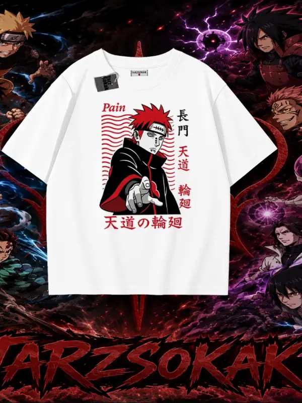 Naruto Uzumaki Premium Anime Oversize Unisex Tişört Beyaz