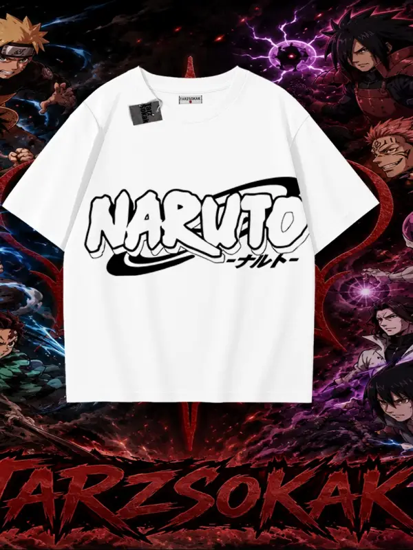 Naruto Uzumaki Premium Anime Oversize Unisex Tişört Beyaz