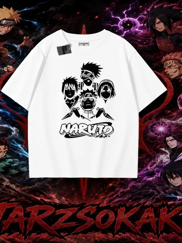 Naruto Uzumaki Premium Anime Oversize Unisex Tişört Beyaz
