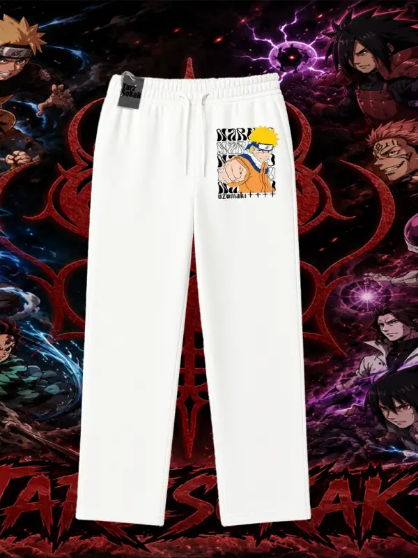Naruto Uzumaki Premium Anime Unisex Baggy Eşofman Altı Beyaz