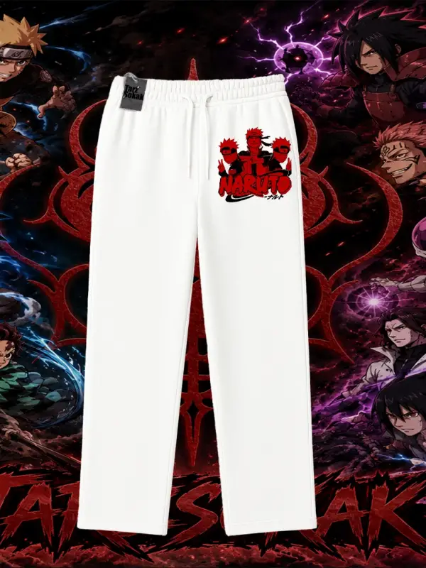 Naruto Uzumaki Premium Anime Unisex Baggy Eşofman Altı Beyaz