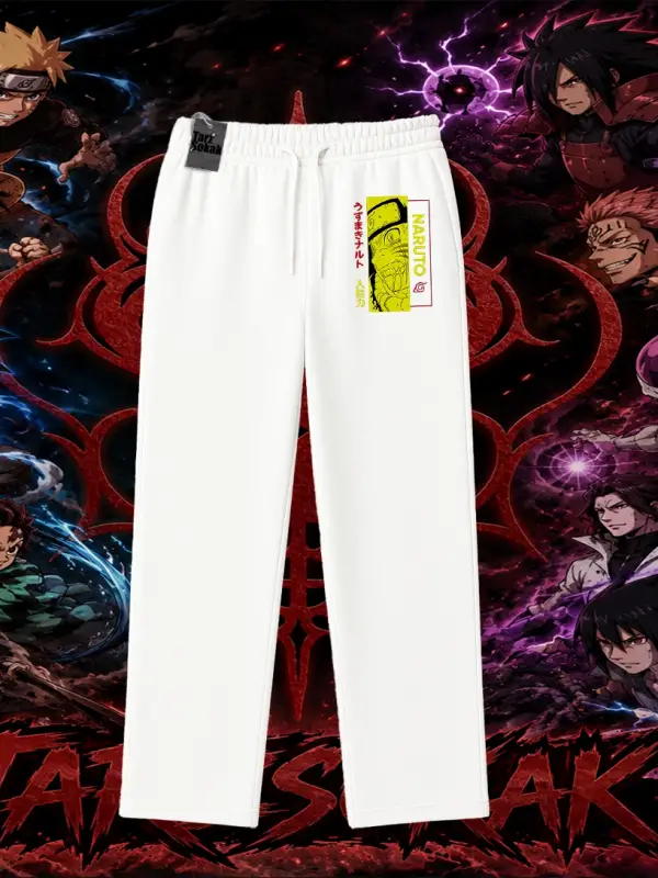 Naruto Uzumaki Premium Anime Unisex Baggy Eşofman Altı Beyaz