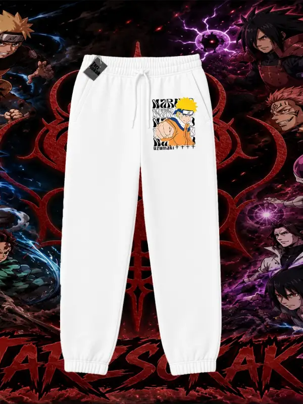 Naruto Uzumaki Premium Anime Unisex Jogger Eşofman Altı Beyaz