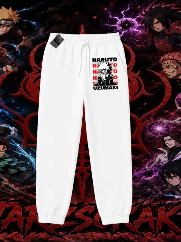 Naruto Uzumaki Premium Anime Unisex Jogger Eşofman Altı Beyaz
