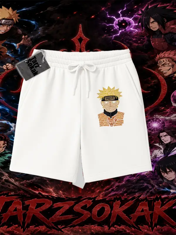 Naruto Uzumaki Premium Anime Unisex Şort Beyaz
