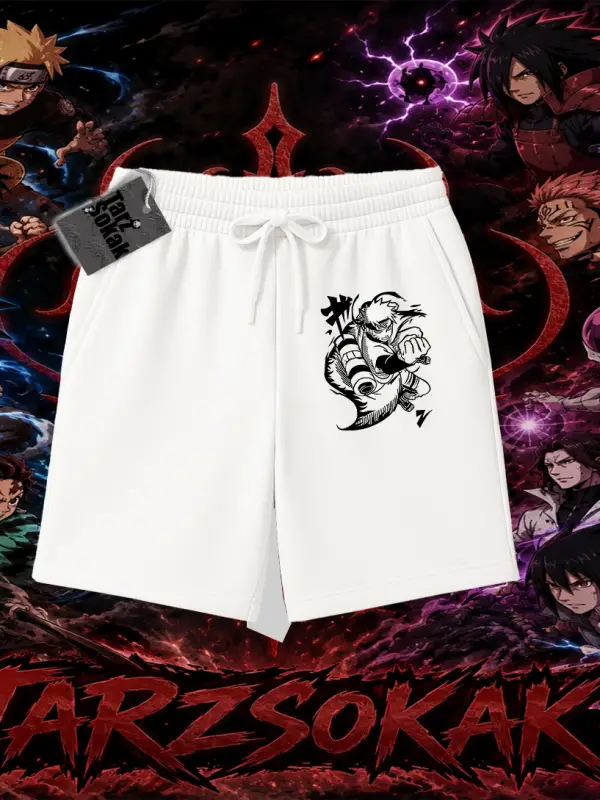 Naruto Uzumaki Premium Anime Unisex Şort Beyaz