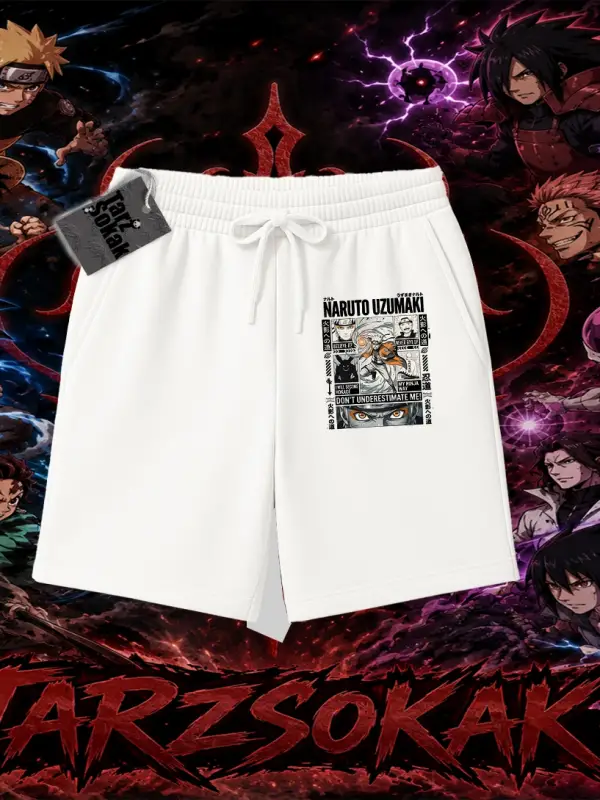 Naruto Uzumaki Premium Anime Unisex Şort Beyaz