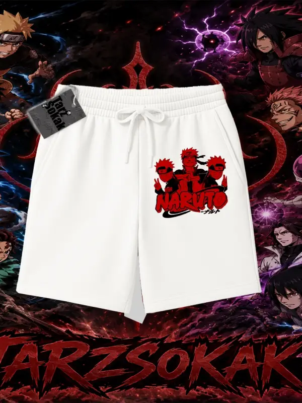 Naruto Uzumaki Premium Anime Unisex Şort Beyaz