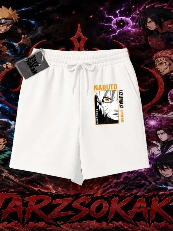 Naruto Uzumaki Premium Anime Unisex Şort Beyaz