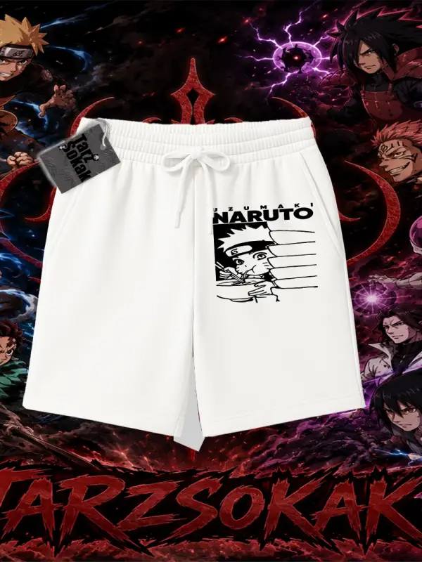 Naruto Uzumaki Premium Anime Unisex Şort Beyaz