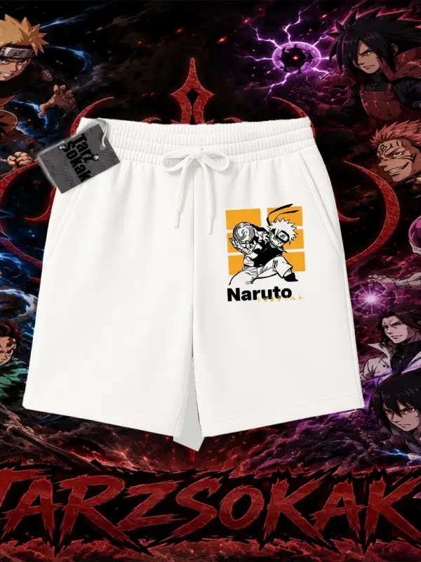 Naruto Uzumaki Premium Anime Unisex Şort Beyaz